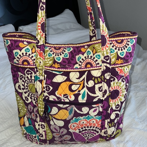 Vera Bradley "Plum Crazy" quilted with togle large tote - Picture 3 of 5